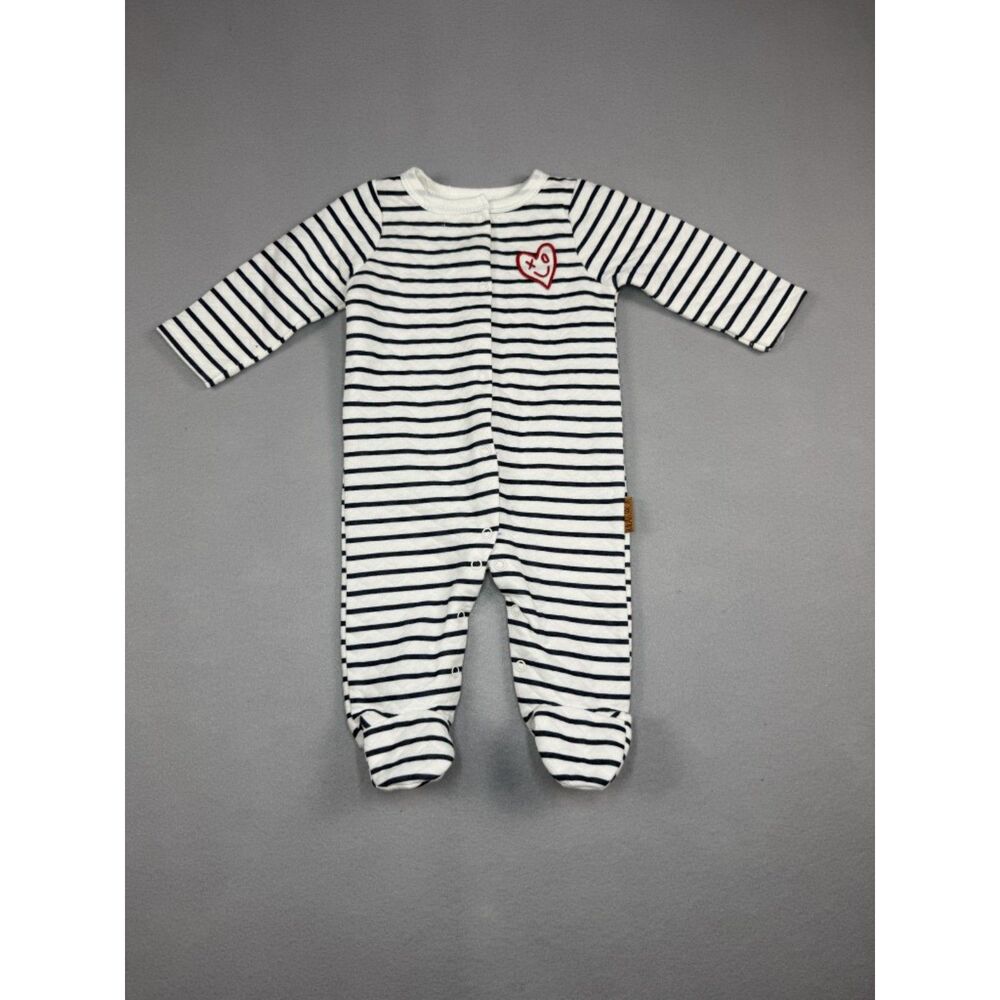 Lila & Jack Black and White Striped Footed One-Piece